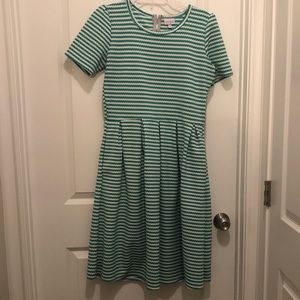 Lularoe Amelia Jade/white striped